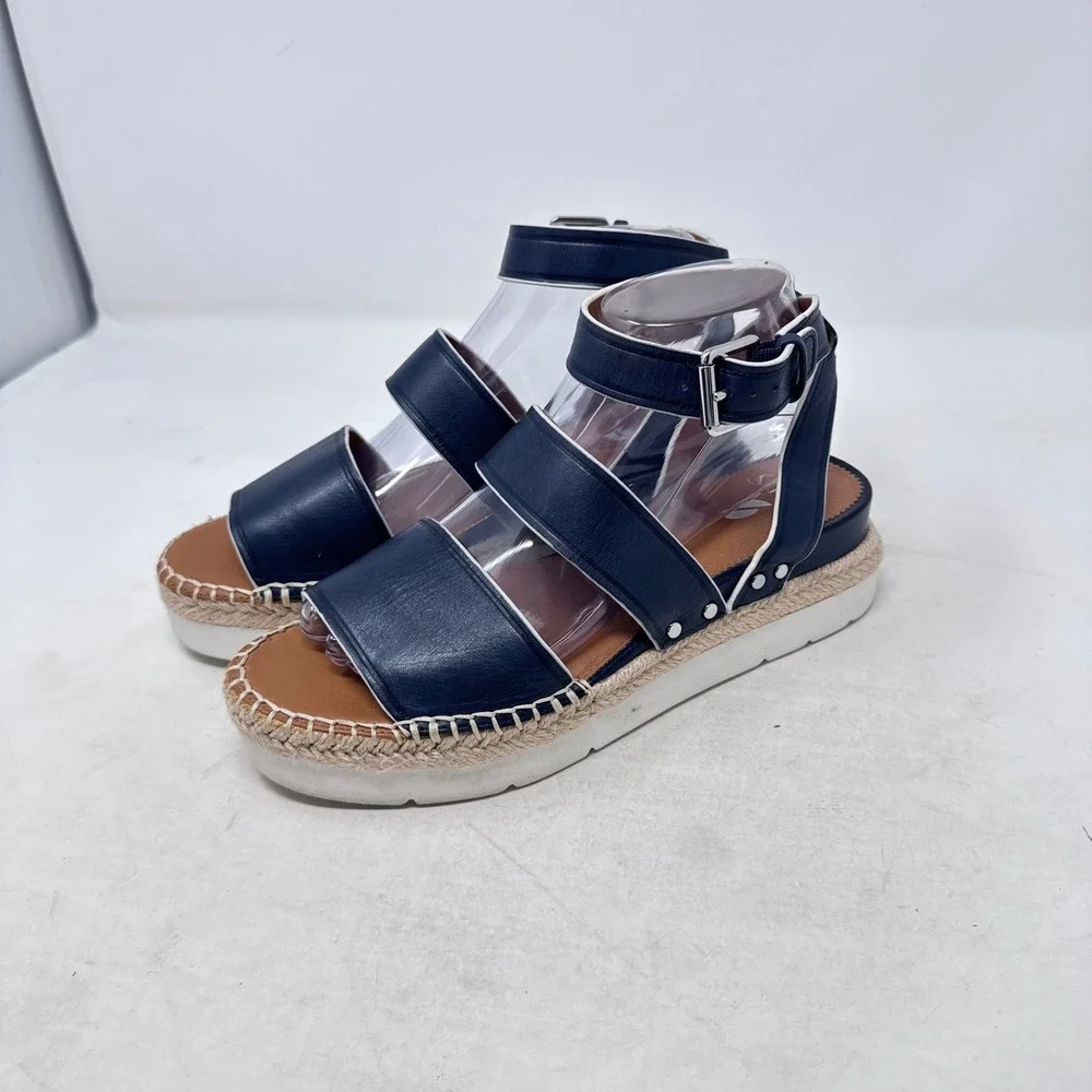Sarto Franco Sarto Espadrille Platform Sandals Navy Blue Size 8 Nautical Summer